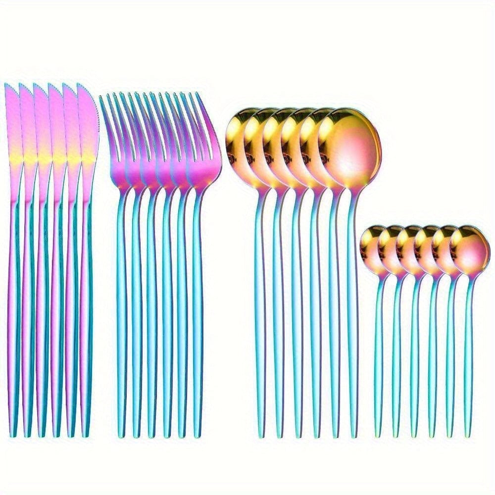 Zestaw sztućców Portugalia - 24 elementy - stal nierdzewna - widelce do steków, łyżki, sztućce - zmywarka - VVN75871 24PCS Rainbow Cuisine Pratique Polska