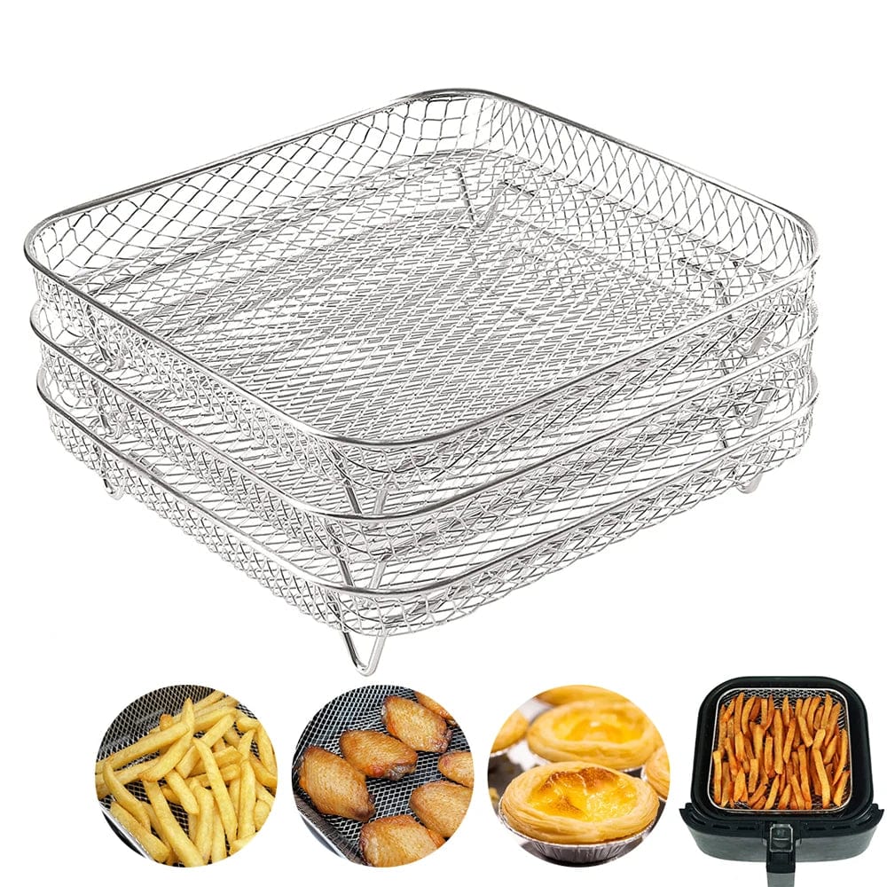 3-poziomowe stojaki do frytownic powietrznych ze stali nierdzewnej srebrny 3szt. Cuisine Pratique Polska