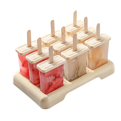 9 Domowe foremki do lodów z plastikowymi patyczkami Kremowa biel Cuisine Pratique Polska