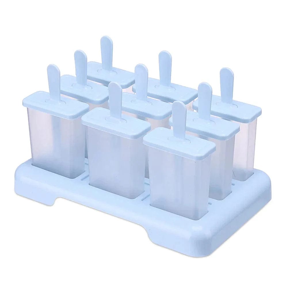 9 Domowe foremki do lodów z plastikowymi patyczkami Niebieski Cuisine Pratique Polska
