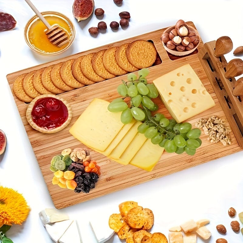 Bambusowa deska do krojenia i nóż do sera - idealne do owoców, sera i masła - doskonały prezent na Dzień Ojca i Matki Cuisine Pratique Polska