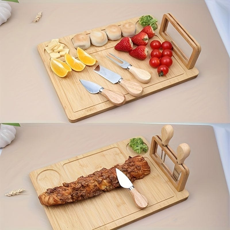 Bambusowa deska do krojenia i nóż do sera - idealne do owoców, sera i masła - doskonały prezent na Dzień Ojca i Matki Cuisine Pratique Polska