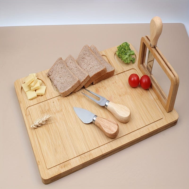 Bambusowa deska do krojenia i nóż do sera - idealne do owoców, sera i masła - doskonały prezent na Dzień Ojca i Matki Trójwymiarowy prostokątny kształt Cuisine Pratique Polska