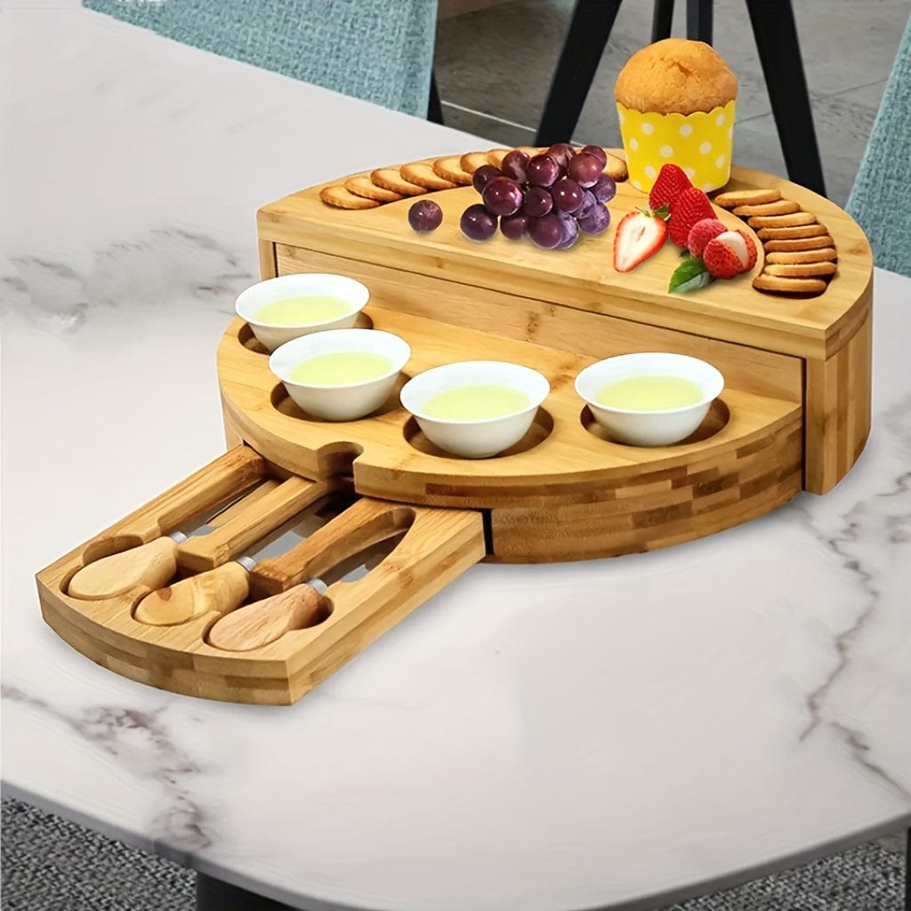 Bambusowa taca na sery i wędliny z wbudowaną szufladą Tytuł domyślny Cuisine Pratique Polska