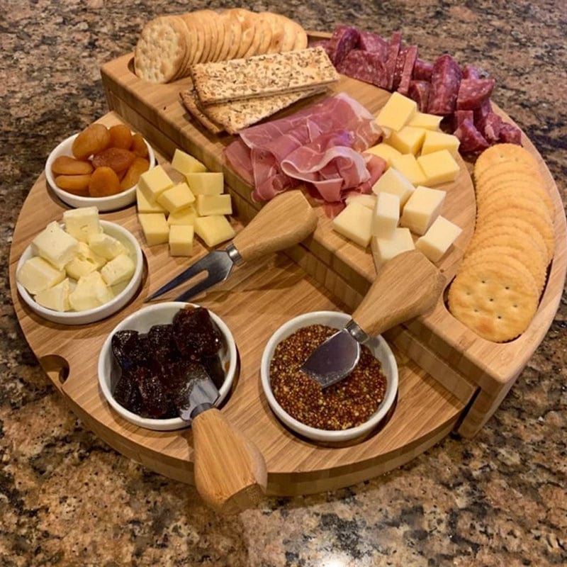 Bambusowa taca na sery i wędliny z wbudowaną szufladą Tytuł domyślny Cuisine Pratique Polska