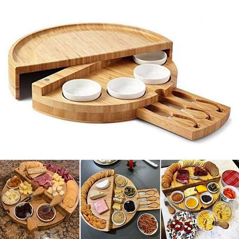 Bambusowa taca na sery i wędliny z wbudowaną szufladą Tytuł domyślny Cuisine Pratique Polska