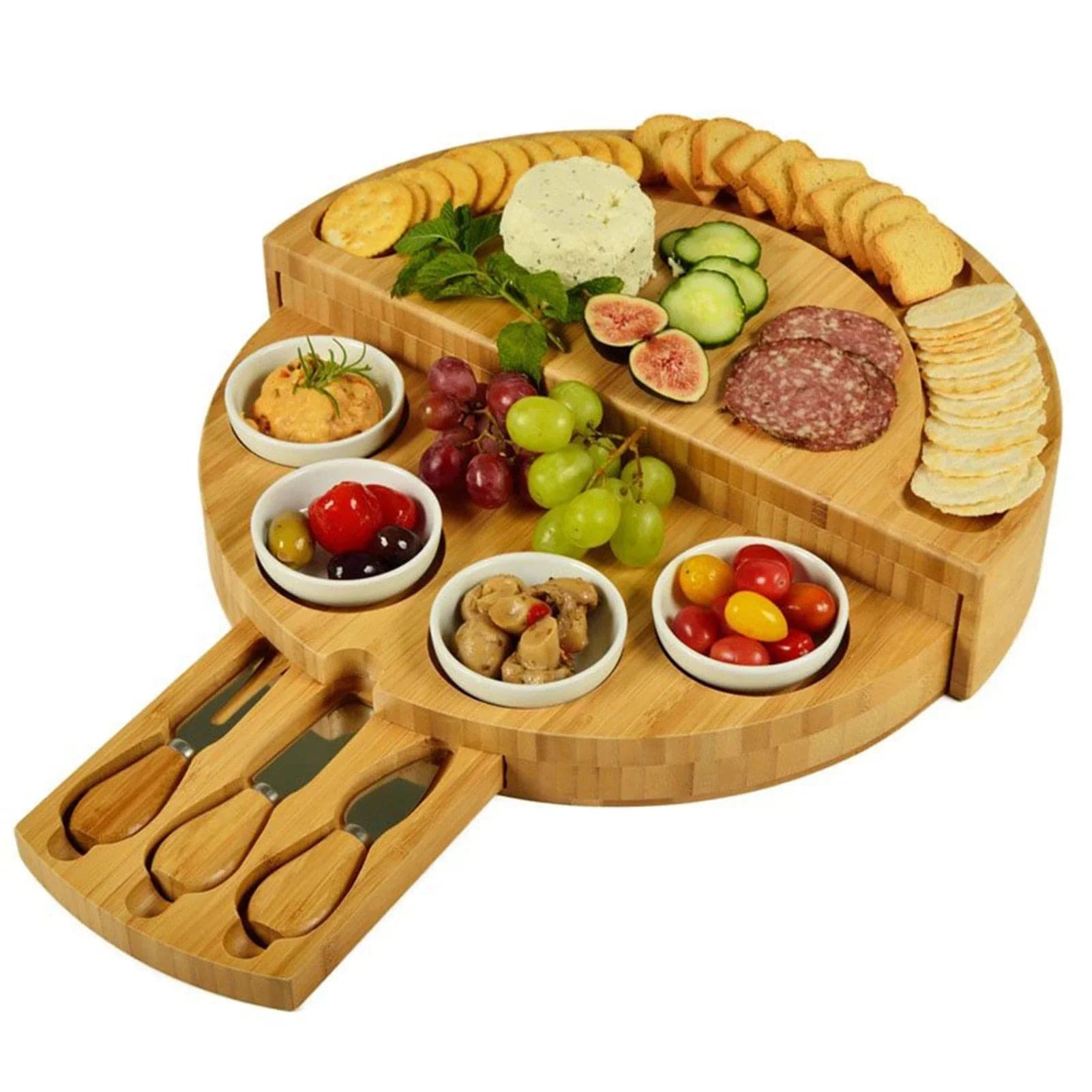 Bambusowa taca na sery i wędliny z wbudowaną szufladą Tytuł domyślny Cuisine Pratique Polska