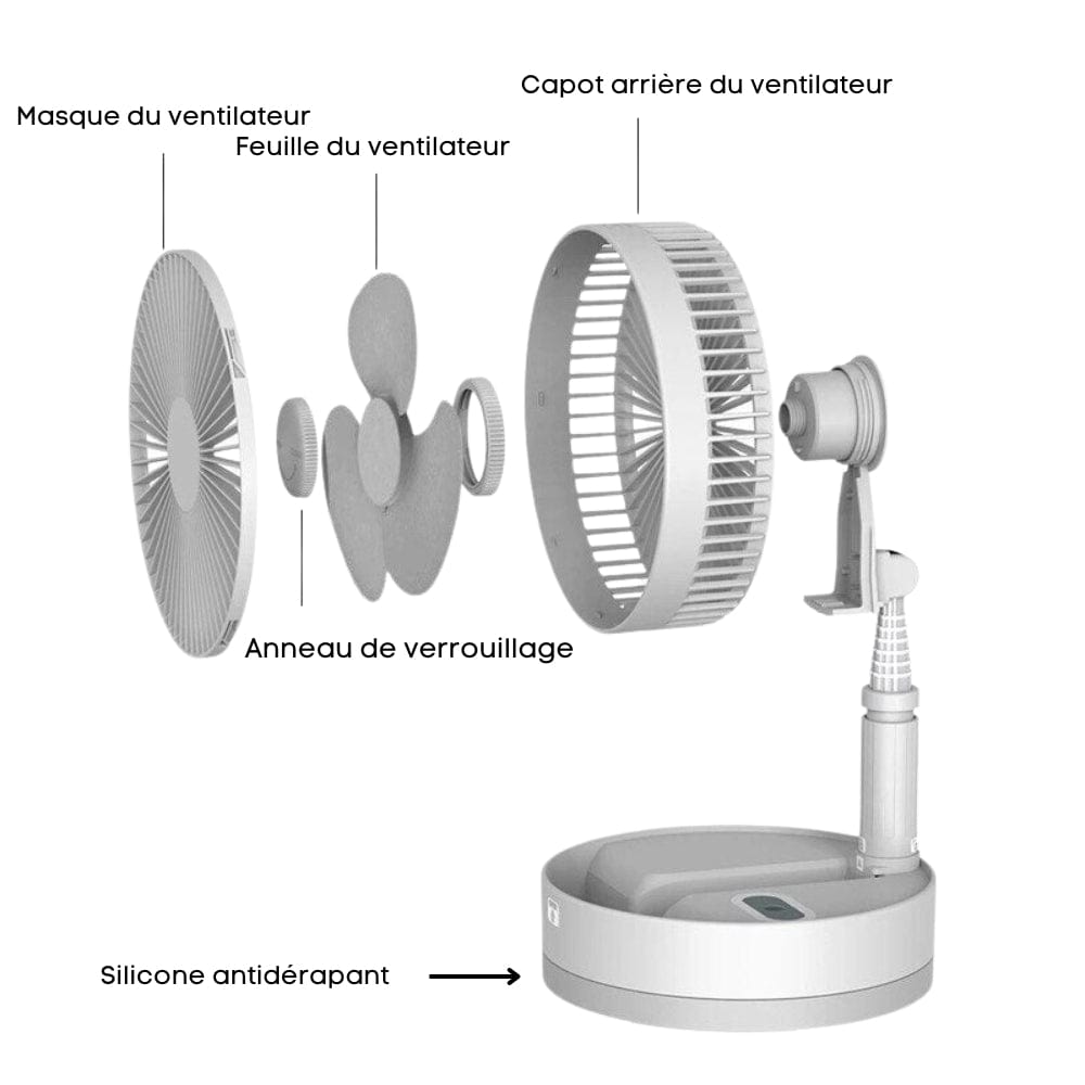 Bezprzewodowy, wysuwany wentylator przenośny USB Cuisine Pratique Polska