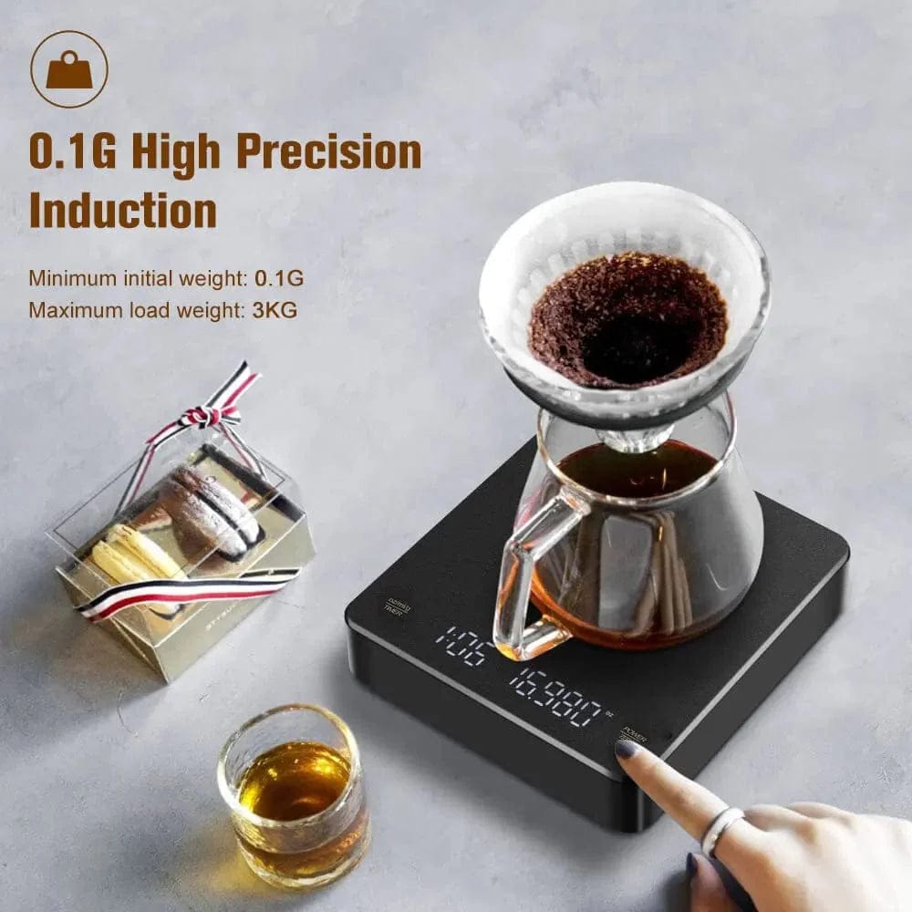 Cyfrowa waga do kawy z zegarem i wyświetlaczem LED USB Espresso 3 kg Maks. waga 0,1 g Dokładność w Oz/ml/g CHINY / 3 kg / czarny Cuisine Pratique Polska