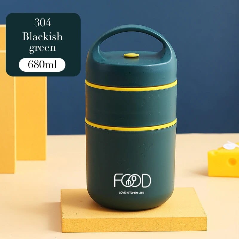 Cylindryczny izotermiczny lunchbox z uchwytem Zielony Cuisine Pratique Polska