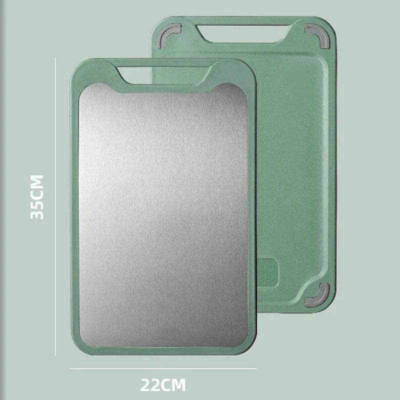 Deska do krojenia: stal nierdzewna i plastik 2 w 1 do mięsa i warzyw 22 x 35 cm | Zielony Cuisine Pratique Polska