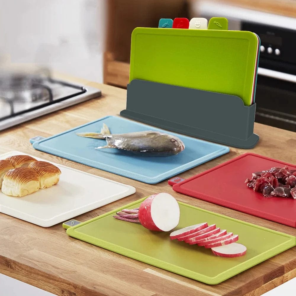 Deski do krojenia z półką do przechowywania (zestaw 4 sztuk) Tytuł domyślny Cuisine Pratique Polska