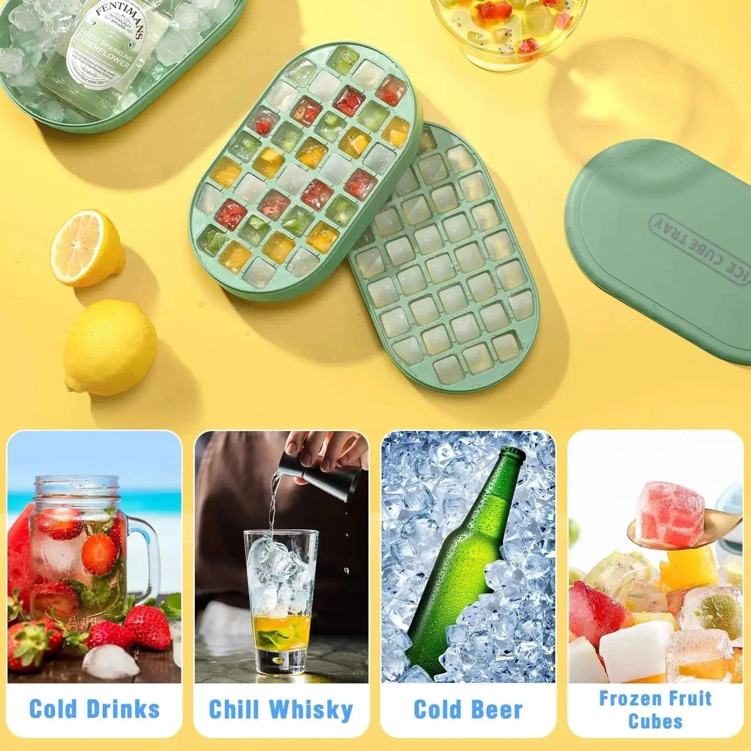 Dwupoziomowa tacka na kostki lodu z pokrywką i etui Cuisine Pratique Polska