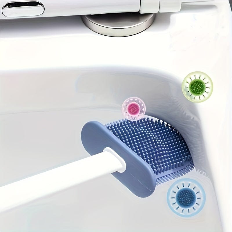 Ensemble de 2 Brosses WC et 1 Abattant WC, Brosse WC Murale, Tête de Brosse WC en Silicone Souple, Brosse WC à Long Manche, Brosse Domestique Multifonctionnelle, Produits de Nettoyage des Toilettes, Essentiel Domestique Cuisine Pratique Polska