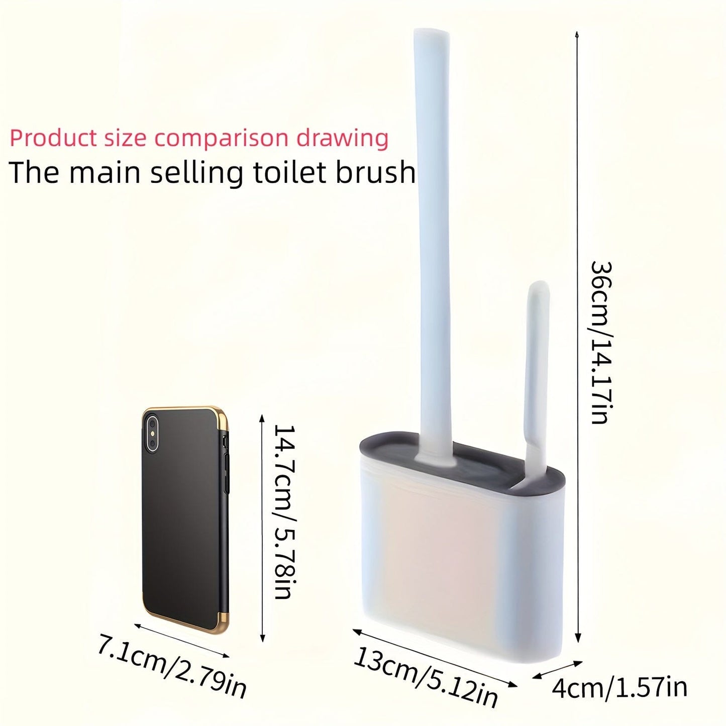 Ensemble de 2 Brosses WC et 1 Abattant WC, Brosse WC Murale, Tête de Brosse WC en Silicone Souple, Brosse WC à Long Manche, Brosse Domestique Multifonctionnelle, Produits de Nettoyage des Toilettes, Essentiel Domestique Cuisine Pratique Polska