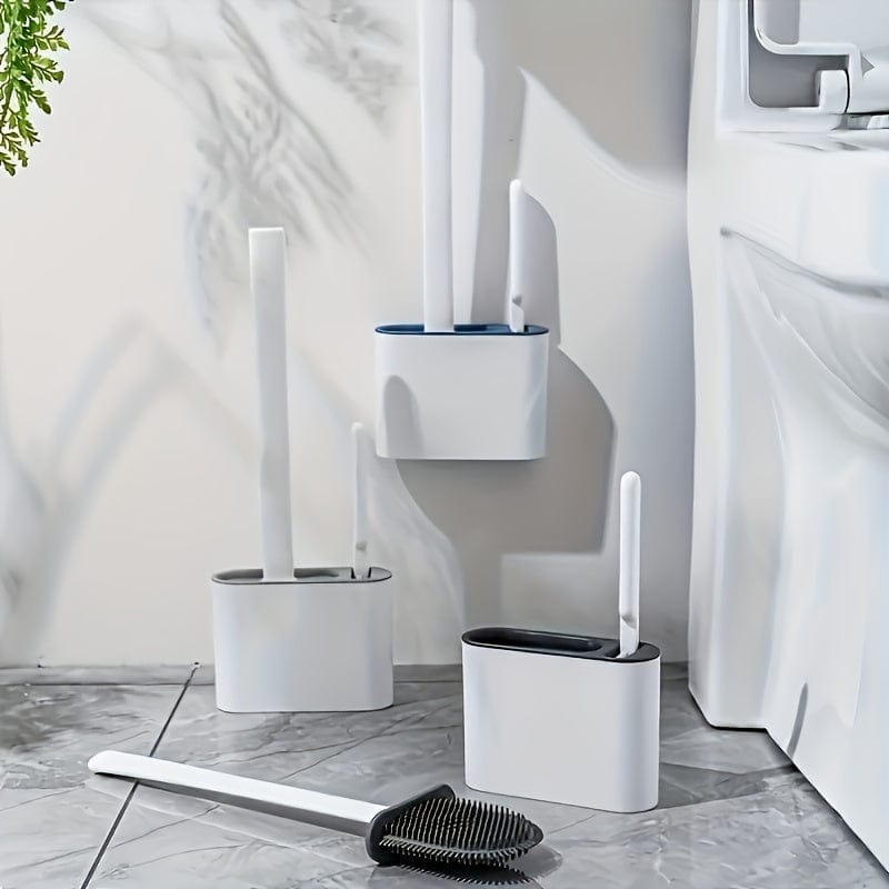 Ensemble de 2 Brosses WC et 1 Abattant WC, Brosse WC Murale, Tête de Brosse WC en Silicone Souple, Brosse WC à Long Manche, Brosse Domestique Multifonctionnelle, Produits de Nettoyage des Toilettes, Essentiel Domestique Cuisine Pratique Polska
