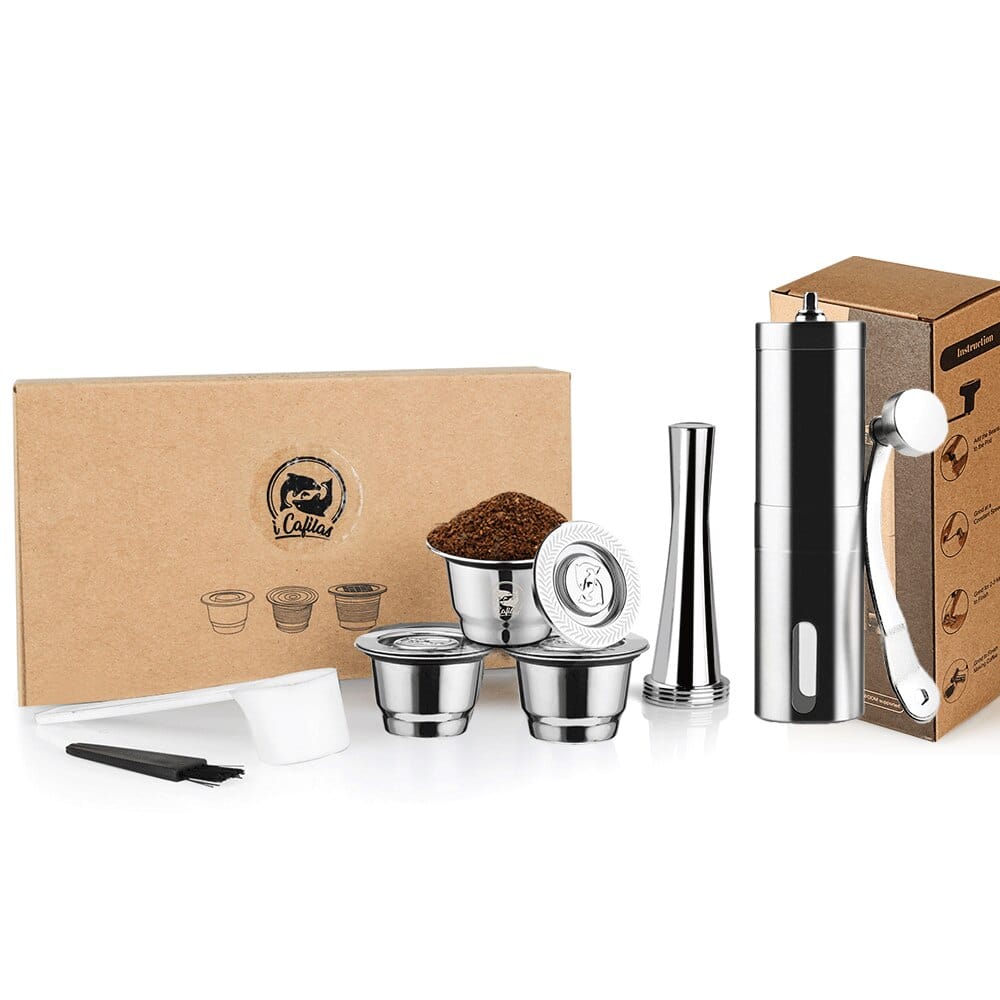 Kapsułki Nespresso wielokrotnego użytku Pudełko upominkowe: 3 kapsułki + 1 filiżanka + 1 młynek do kawy Cuisine Pratique Polska