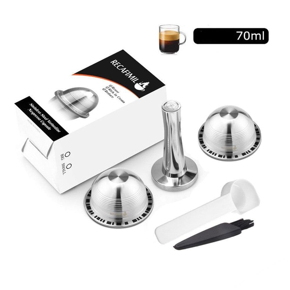 Kapsułki wielokrotnego użytku do Vertuo i Delonghi 2 x 70 ml krótkie kapsułki z kawą + 1 filiżanka Cuisine Pratique Polska