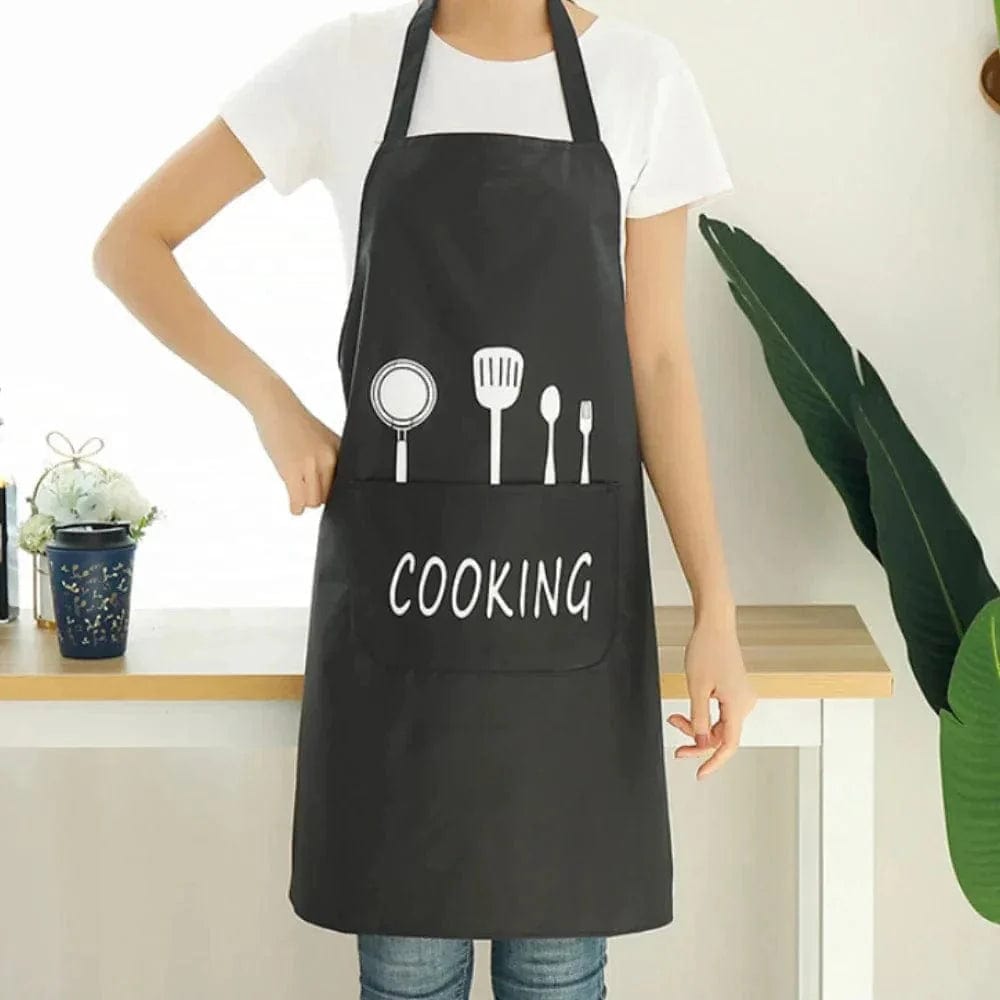 Klasyczny wodoodporny fartuch kuchenny "Cooking" z PVC - czarny Czarny Cuisine Pratique Polska