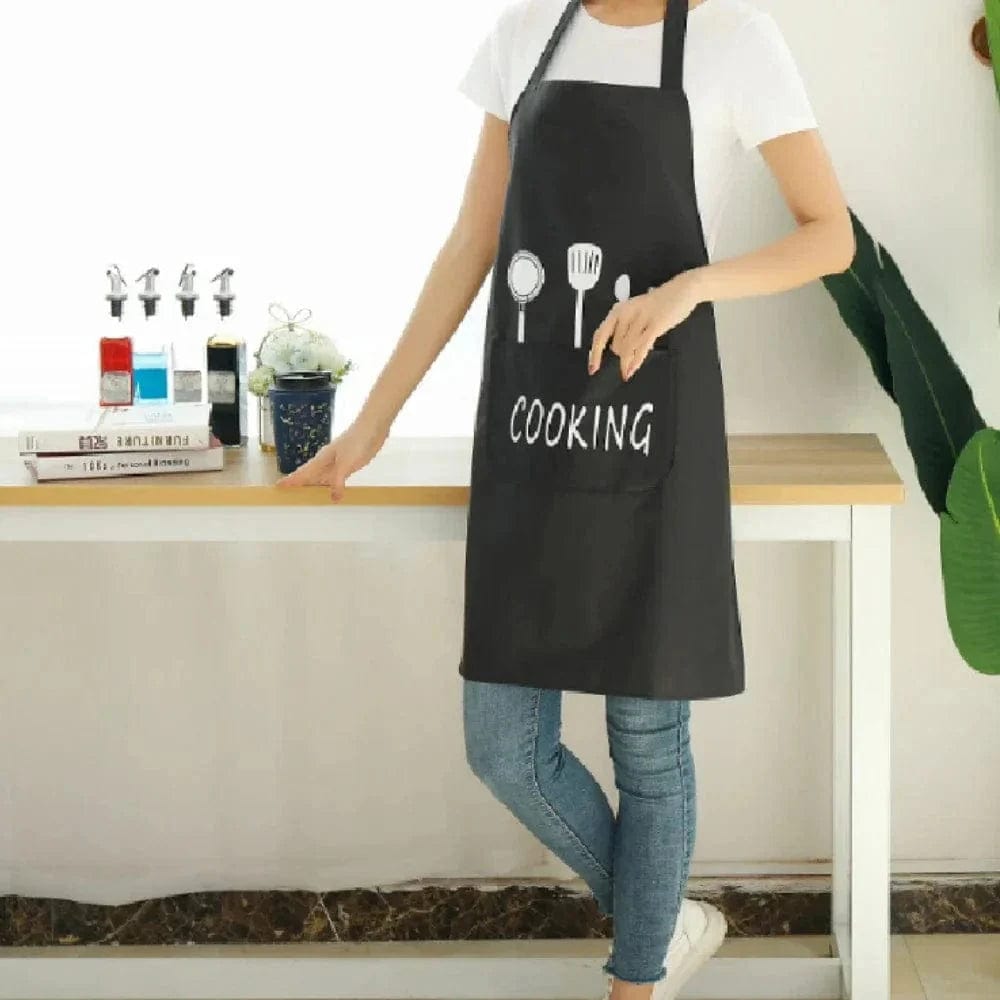 Klasyczny wodoodporny fartuch kuchenny "Cooking" z PVC - czarny Czarny Cuisine Pratique Polska