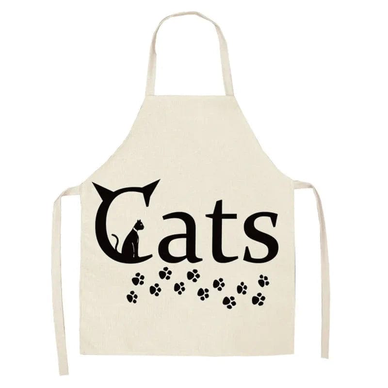 Lniany fartuch kuchenny - Dessin de 4 Chats surpris 3 czarne koty i 1 biały kot / Dorosły 55x68cm Cuisine Pratique Polska