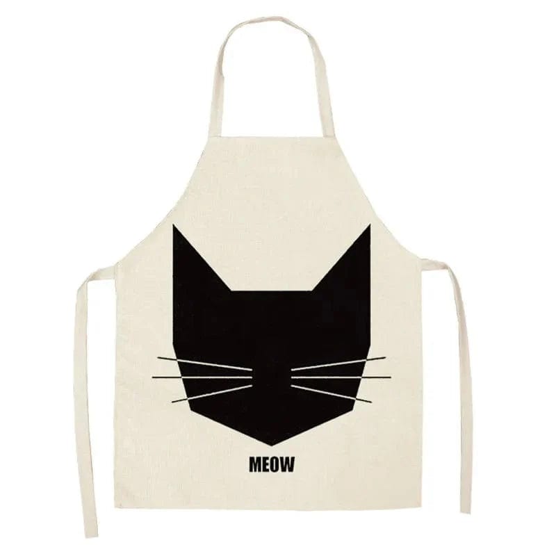 Lniany fartuch kuchenny - Dessin de 4 Chats surpris 3 czarne koty i 1 biały kot / Dorosły 55x68cm Cuisine Pratique Polska