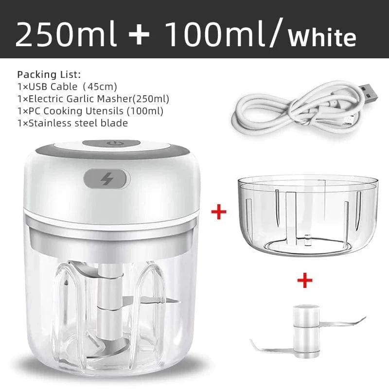 Mini elektryczna maszynka do mielenia czosnku i warzyw - przenośna i bezprzewodowa maszynka do mielenia USB Biały Cuisine Pratique Polska