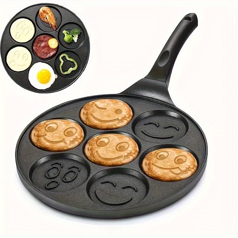 Mini grill do naleśników, patelnia z 7 foremkami Mubarak Eid Al-Adha 7-otworowa czarna patelnia Cuisine Pratique Polska