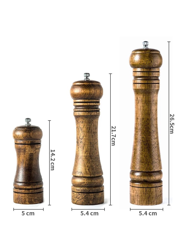 Młynek do soli i pieprzu z litego drewna z regulowanym młynkiem ceramicznym Cuisine Pratique Polska