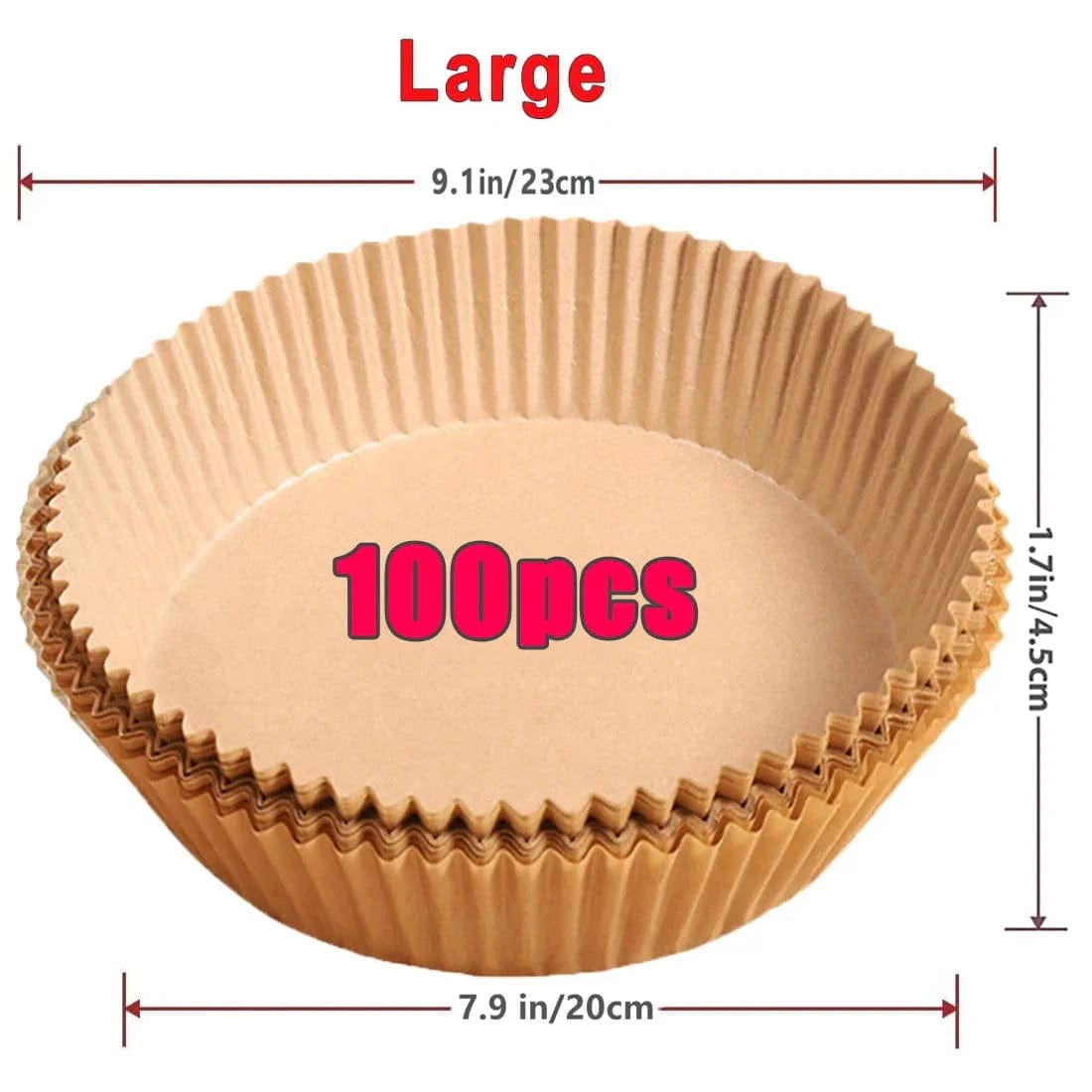 Papier do smażenia na powietrzu, 100/50 sztuk, 16 cm, okrągły, biały/brązowy : Ekologiczne akcesoria kuchenne Brązowy 100szt-20cm Cuisine Pratique Polska