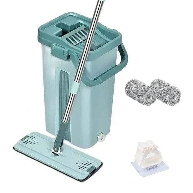 Płaski mop testowy z wiadrem bez użycia rąk do czyszczenia podłóg laminowanych na mokro i sucho przy użyciu mikrofibry Miotła z 2 ręcznikami Cuisine Pratique Polska