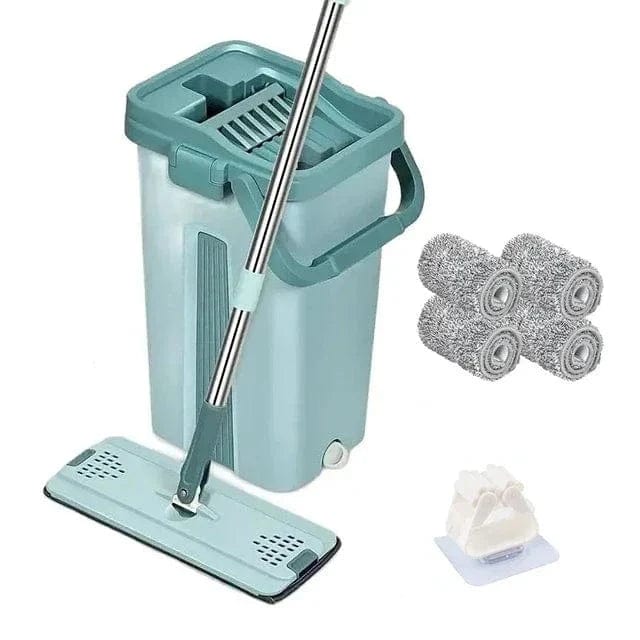 Płaski mop testowy z wiadrem bez użycia rąk do czyszczenia podłóg laminowanych na mokro i sucho przy użyciu mikrofibry Miotła z 4 ręcznikami Cuisine Pratique Polska