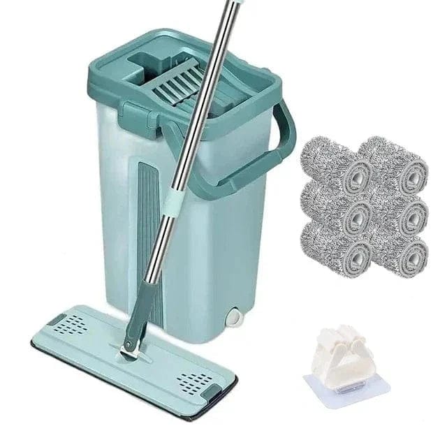 Płaski mop testowy z wiadrem bez użycia rąk do czyszczenia podłóg laminowanych na mokro i sucho przy użyciu mikrofibry Miotła z 6 ręcznikami Cuisine Pratique Polska
