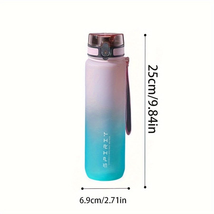 Plastikowa sportowa butelka na wodę 500 ml - szczelna - na kemping, wędrówki, fitness - prezent urodzinowy Gradient różowo-cyjanowy / 650 ml Cuisine Pratique Polska