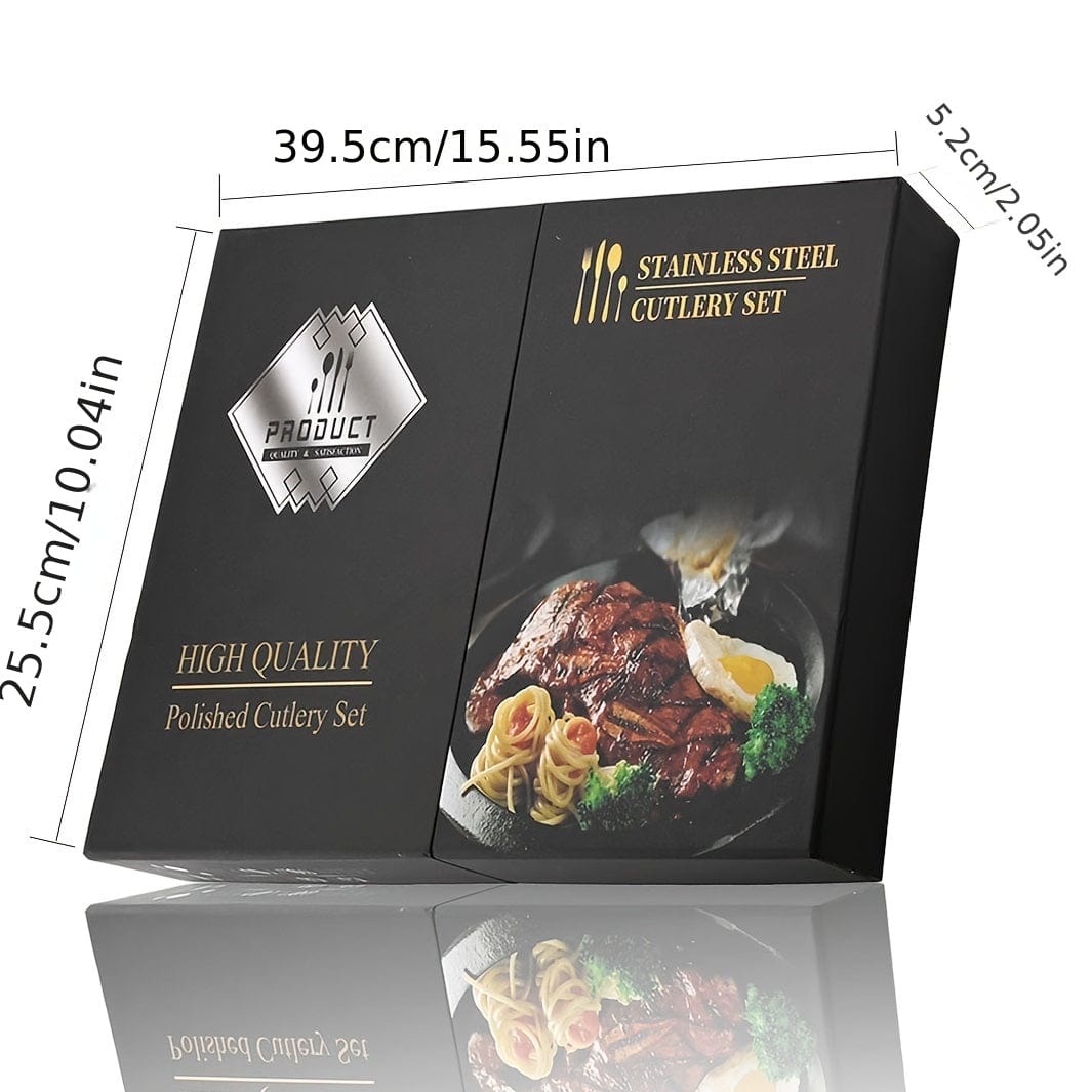 Pozłacany zestaw sztućców z czarną rękojeścią - Stal nierdzewna 24 elementy - VF20943 Cuisine Pratique Polska