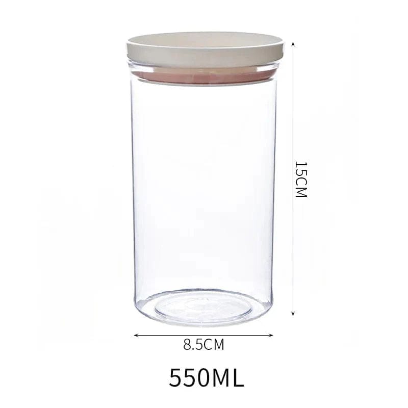 Przezroczyste hermetyczne puszki z kolorowym zamknięciem 550 ml / Delikatny róż Cuisine Pratique Polska