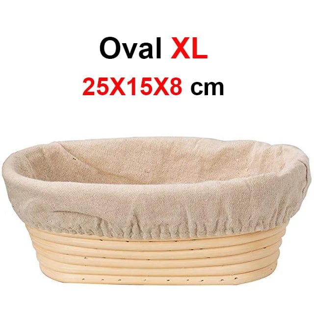 Rattanowy kosz do garowania chleba rzemieślniczego - Zestaw 2 sztuk - Certyfikat CE / CIQ / EEC / LFGB / SGS Owalny 25X15X8 Cuisine Pratique Polska
