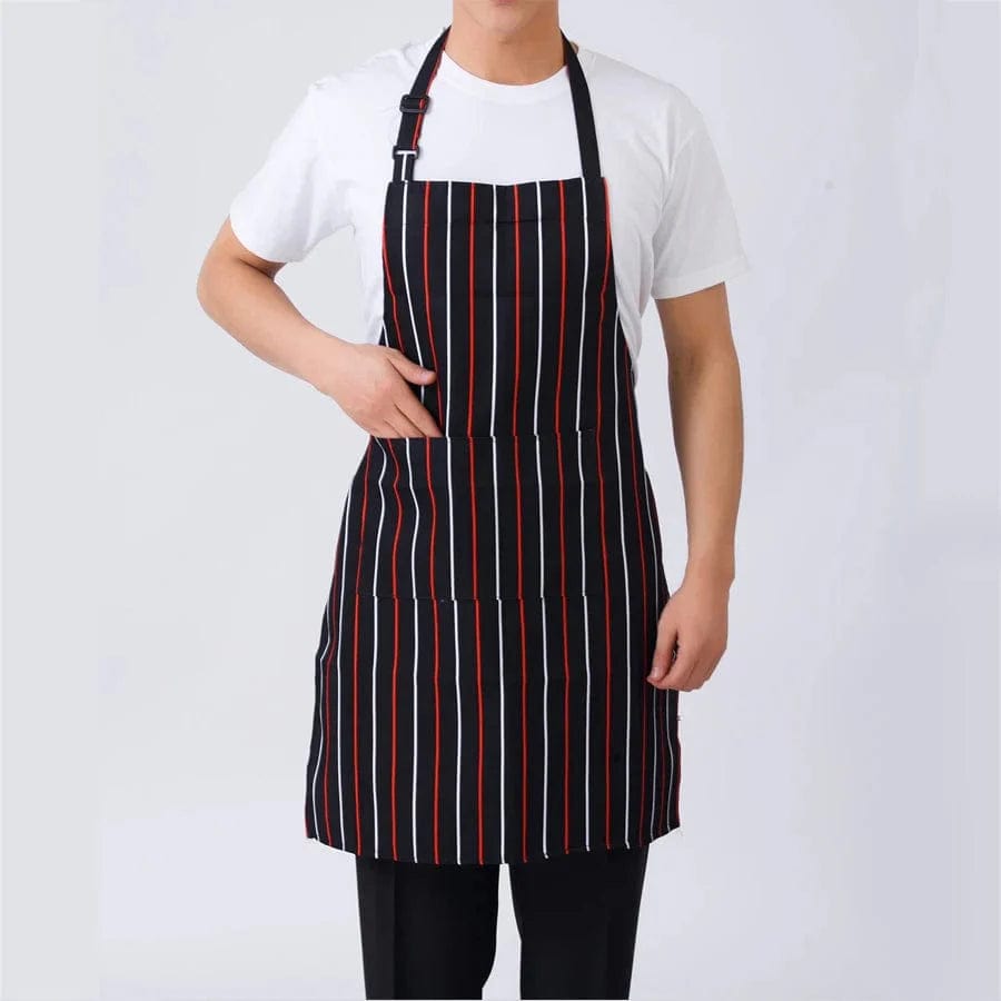 Regulowany fartuch kuchenny w paski dla dorosłych - idealny do restauracji, na kemping i do gotowania heihongbaitiao Cuisine Pratique Polska