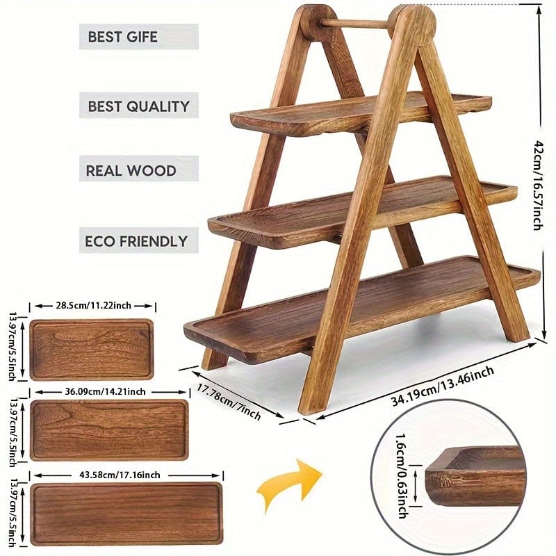 Rustykalny drewniany stojak na ciasto - Ekologiczny stojak na owoce i przekąski na przyjęcia i do dekoracji domu (ID: LY129567) Nowoczesny minimalizm Cuisine Pratique Polska
