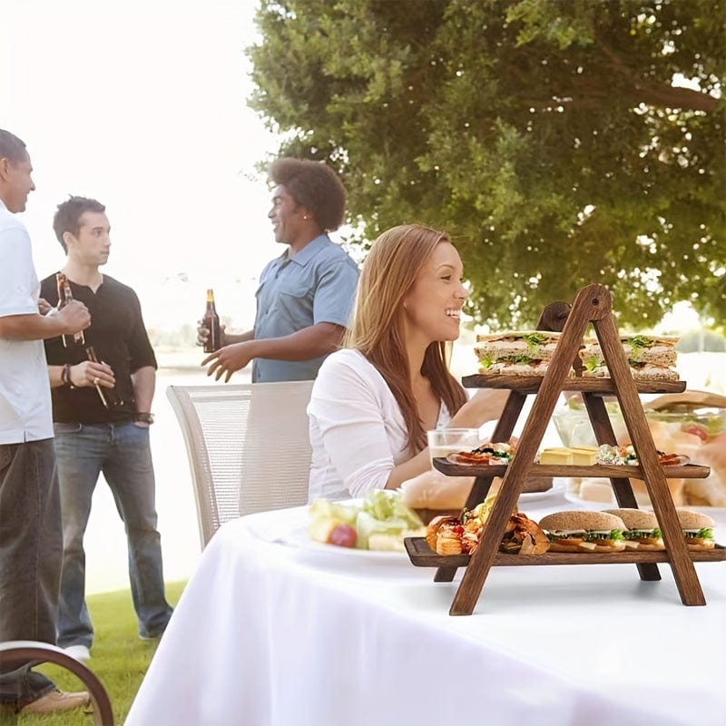 Rustykalny drewniany stojak na ciasto - Ekologiczny stojak na owoce i przekąski na przyjęcia i do dekoracji domu (ID: LY129567) Nowoczesny minimalizm Cuisine Pratique Polska