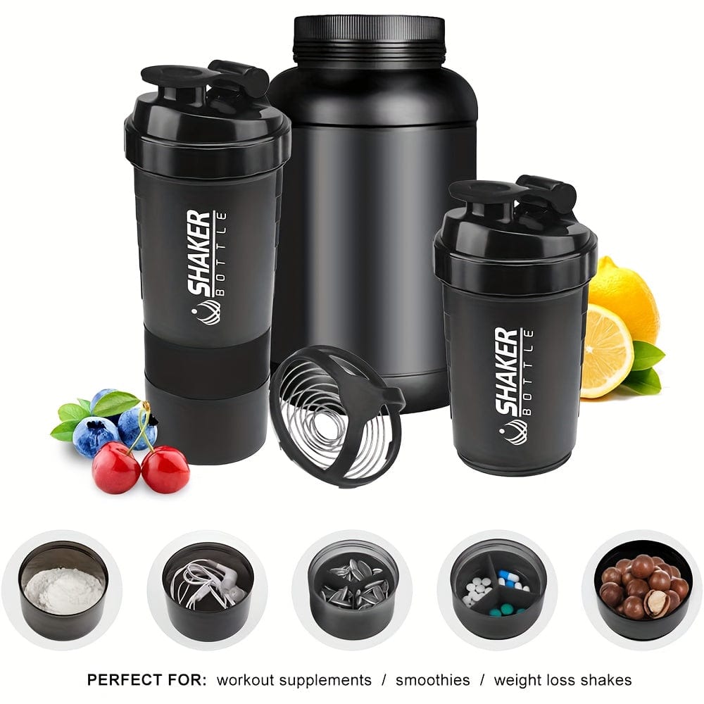 Shaker Bottle 2 Compartments Proteine GymHomeAsistantFitness Cuisine Pratique Polska