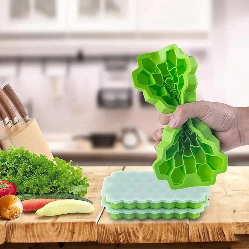 Silikonowa tacka na kostki lodu wielokrotnego użytku z 37 przegródkami o strukturze plastra miodu Cuisine Pratique Polska