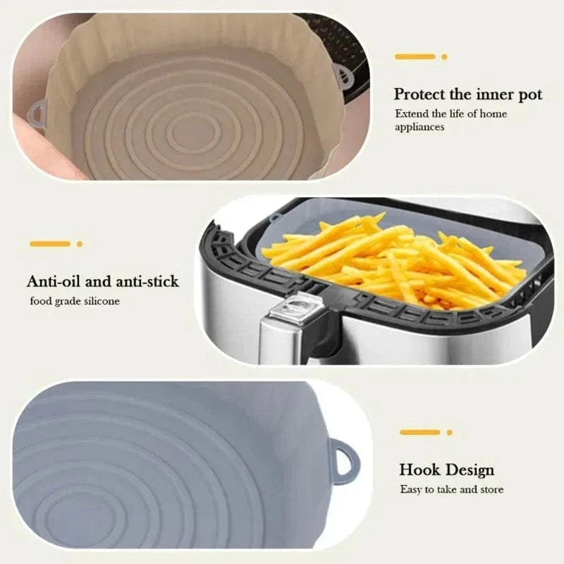 Silikonowy koszyk do frytownicy powietrznej wielokrotnego użytku - akcesorium do piekarnika, pizzy, smażonego kurczaka - czarny/niebieski - regulowany rozmiar Cuisine Pratique Polska