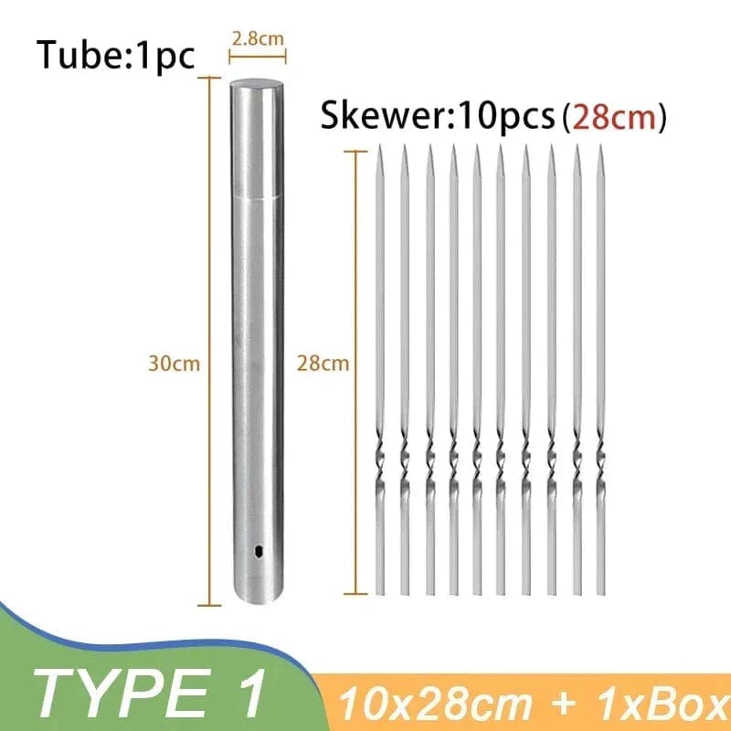 Szaszłyki do grilla ze stali nierdzewnej wielokrotnego użytku na kemping i do ogrodu 28 cm | 11 szt. Cuisine Pratique Polska