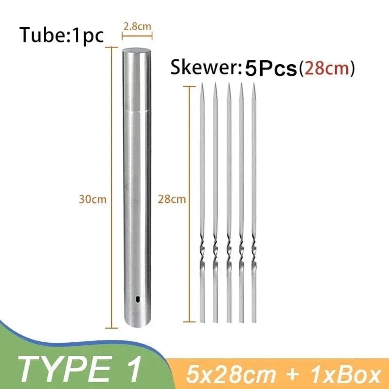 Szaszłyki do grilla ze stali nierdzewnej wielokrotnego użytku na kemping i do ogrodu 28 cm | 6 szt. Cuisine Pratique Polska