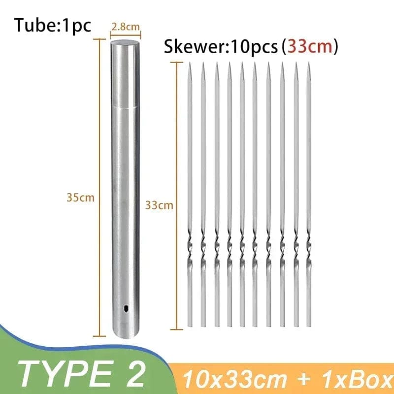 Szaszłyki do grilla ze stali nierdzewnej wielokrotnego użytku na kemping i do ogrodu 33 cm | 11 szt. Cuisine Pratique Polska