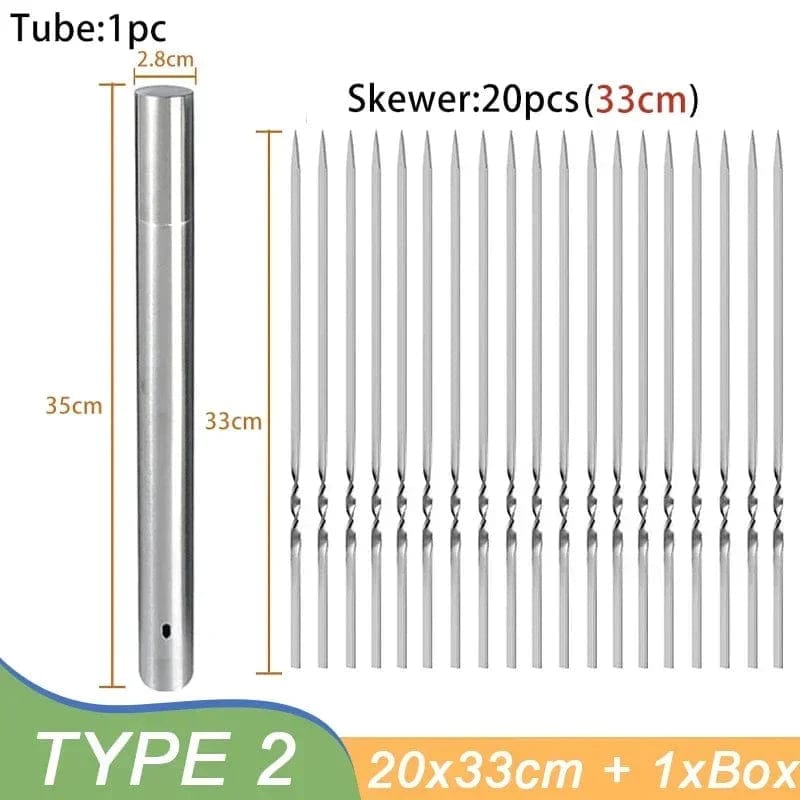 Szaszłyki do grilla ze stali nierdzewnej wielokrotnego użytku na kemping i do ogrodu 33 cm | 21 szt. Cuisine Pratique Polska