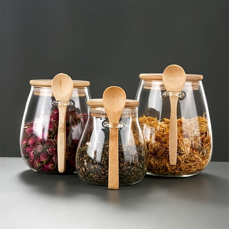 Szklany słoik z hermetyczną pokrywką - Zestaw 1, Słoiki do przechowywania herbaty, kawy i przypraw - Designerskie akcesoria kuchenne - Ref. AV74355 350 ml Cuisine Pratique Polska