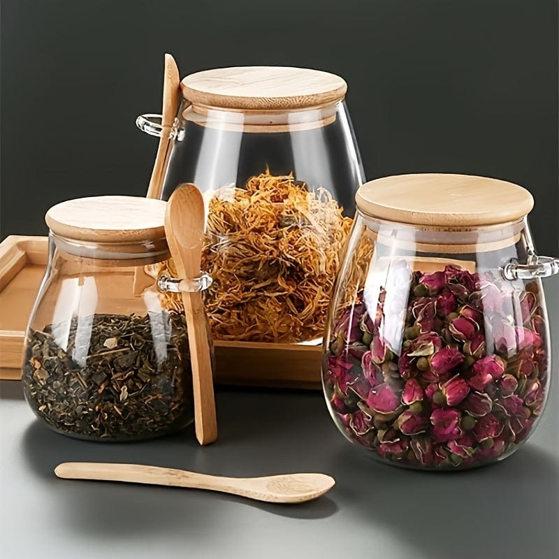Szklany słoik z hermetyczną pokrywką - Zestaw 1, Słoiki do przechowywania herbaty, kawy i przypraw - Designerskie akcesoria kuchenne - Ref. AV74355 350 ml Cuisine Pratique Polska