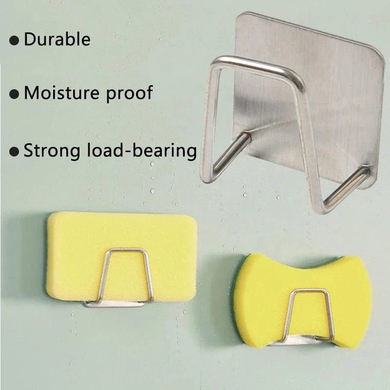 Uchwyt na gąbkę kuchenną ze stali nierdzewnej - Organizer ścienny na półkę, hak odpływowy, uchwyt na gąbkę Cuisine Pratique Polska